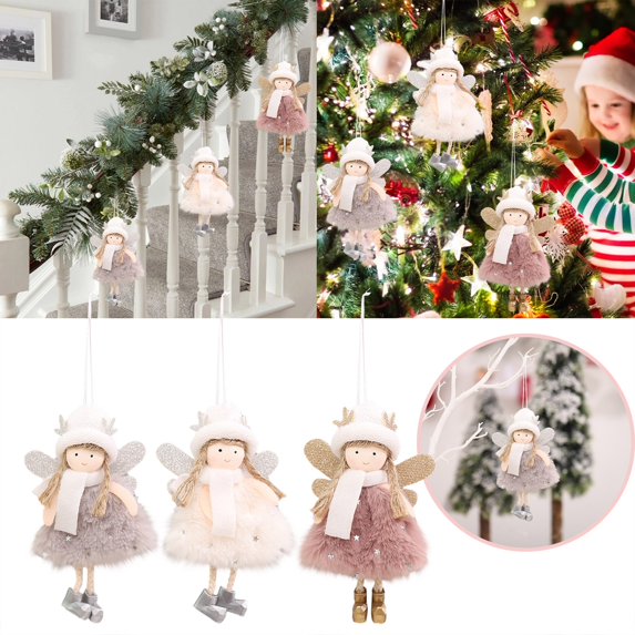 Lssam Christmas Angel Ornaments Plush for Tree Decorating - Festive, Cozy Fairy Ornaments for Christmas, New Year, Wedding, and Valentine's Day Decor