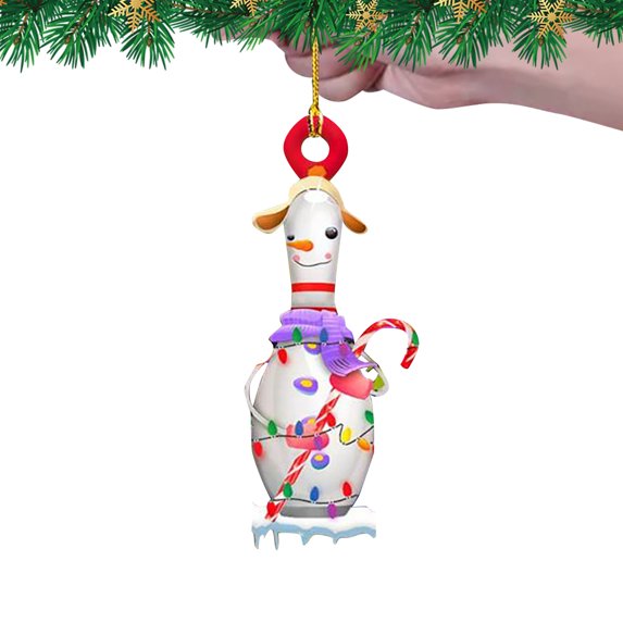 Lssam Christmas Bowling Ornaments - Wooden Ball & Pin Set for Tree Decoration - Thoughtful Bowling Gifts for Women, Men, Bowlers, Coaches - Festive Holiday Home Decor & Souvenir