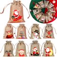 thumbnail image 1 of Lssam Christmas Burlap Gift Bags Drawstring, 5x7 Inch Reusable Stocking Stuffers Pouch, Small Jute Candy Sacks for Holiday Party Favors, Treats & Gifts Wrapping, 1 of 8