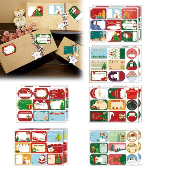 Lssam Christmas Gift Tags and Present Labels, 12-Piece Festive Sticker Set with Self-Adhesive for Holiday Presents, Xmas Name Tags and Decorative Stickers