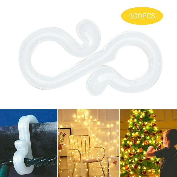Lssam Christmas Light Clips, Gutter and Roof Hooks for Outdoor String Lights, Rope Lights and Mini Holiday Lights, S-Shape Design Weatherproof Clips, 100 Pack