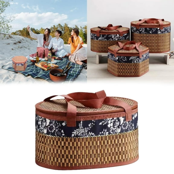 Lssam Clearance! Blanket Container Clothes Storage Bins Basket Woven Picnic Storage Rattan Wicker Egg Serving Gift Baskets Food Vintage Organizer Fruit Lid Hyacinth