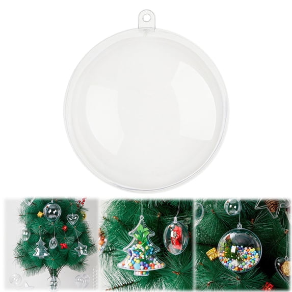 Lssam DIY Clear Plastic Fillable Ornament Balls, 1-Pack Craft Hanging Ornaments with Removable Tops for Personalized Christmas Tree Wedding and Party Decorations