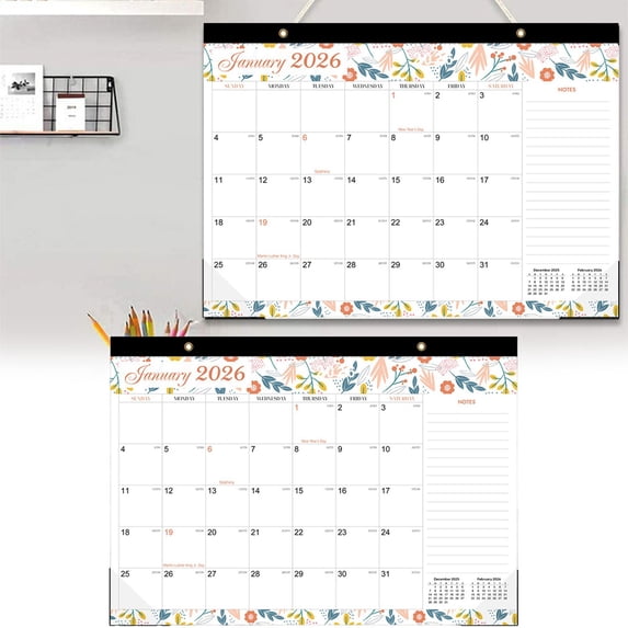 Lssam Desk Calendar 2026-2027 Large, Big Desktop Calendar 2026 - 18-Month Planner with Thick Paper, Large Ruled Blocks & Clear Cover | For Home, School, Office & Wall Organization