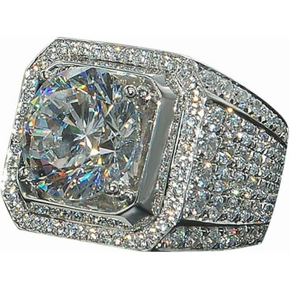 Lssam Diamond Rings for Men | Cubic Zirconia Wedding Band for Women & Mens - Unisex Sparkle