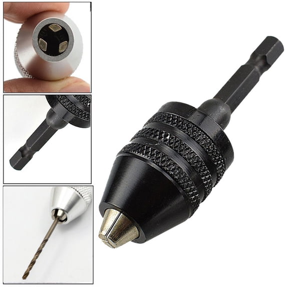 Lssam Drill Chuck Adapter 1/4 Inch Hex Shank Keyless Fast Change Converter Extension Screwdriver Bit Holder Fits 0.3-6.5mm & 0.3-3.6mm (1 Piece)