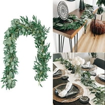 Lssam Eucalyptus Garland Faux Greenery for Mantle Decor, Table Runner, Above Cabinet Kitchen, Door Frame - Lifelike Silver Dollar Leaves for Wedding, Party, Home Decor