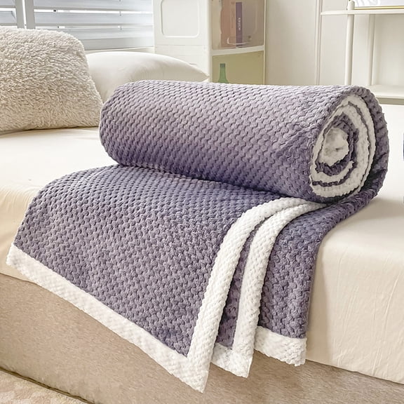 Lssam Extra Large Cozy Throw Blanket Super Soft Premium Fleece Warm Fuzzy Waffle Knit Texture for Couch Sofa Bed and Dorm Purple 30x40 Inch