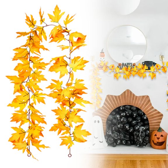 Lssam Fall Garland Thanksgiving Table Decorations, 5.6Ft Artificial Maple Leaf Vines Hanging for Front Door, Porch, Party, Festive Indoor Outdoor Joy