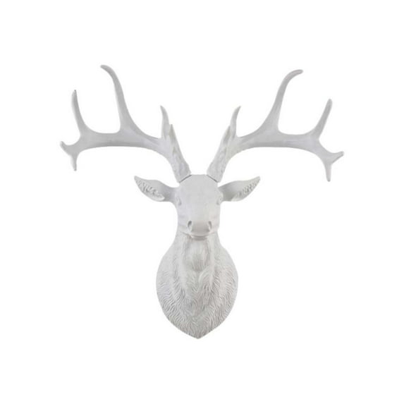 Lssam Faux Deer Head Wall Art Resin Stag Head Sculpture with Antlers Vintage Copper Accent Modern Reindeer Decor for Wall