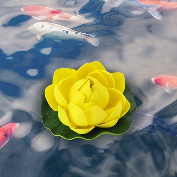 Lssam Floating Water Lily Decor Realistic 4 Inch Artificial Lotus Flowers and Foam Lily Pads Set, for Outdoor Pond, Koi Fish Pool, Garden Water Feature and Aquarium Decoration, 1 Count