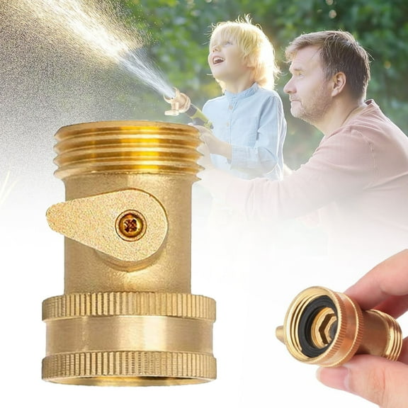 Lssam Garden Hose Shut Off Valve 3/4 Inch GHT Solid Brass Male to Female Control Valve with Two Rubber Washers for Water Flow Control and Quick Connect