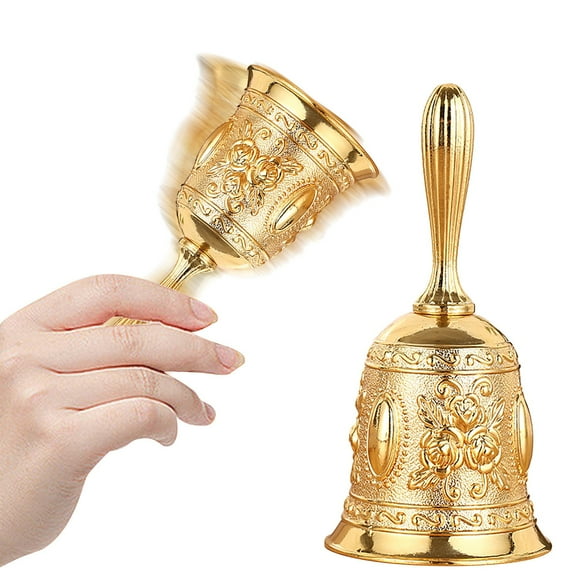 Lssam Hand Bell - Solid Brass Dinner Bell for Inside Office, Musical Teaching, Elderly Call Bell & Kids Use with High Volume Ring