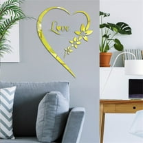 Lssam Heart Wall Decor: 3D Self-Adhesive Love Mirror Stickers, Gold Valentine's Day Decals for Bathroom, Bedroom, Living Room & Office Walls
