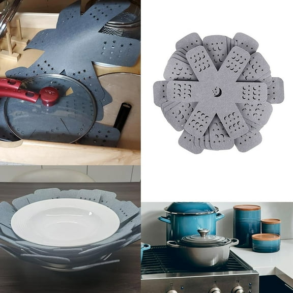 Lssam Hexclad Cookware,Pan Protectors For Stacking, Pot and Pan Protectors 12 Pcs Gray Pan Protectors for Stacking Pots and Pans Dividers 4 Different Sizes Avoid Scratching Cookware Protectors