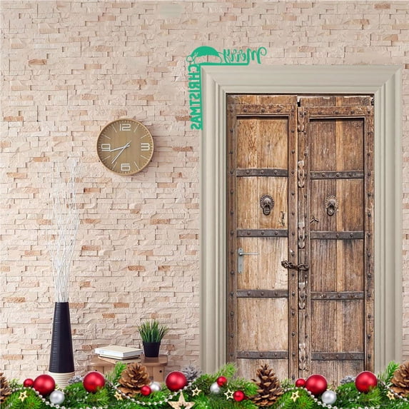 Lssam Holiday Door Topper and Corner Sign: Amusing Snowman Santa Claus Scene for Decorating Door Frames, Windows, Walls, Christmas DIY Craft Party Ornament, Single Unit