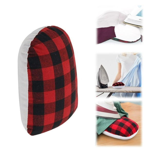 Lssam Ironing Pad and Seam Roll Set, Solid Insulated Pressing Ham and Sleeve Board for Tailoring Curves Darts Body Seams, Ironing Accessories, 1-Piece Red Black Plaid