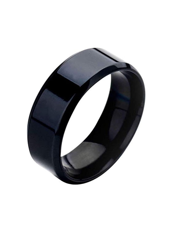 Men's Wedding Band 6mm Brushed Matte Black Titanium Stainless Steel Ring Classic Plain His Simple Ring