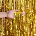 thumbnail image 1 of Lssam Metallic Fringe Curtain Gold Tinsel Backdrop for Photo Booth Birthday Christmas Party Decorations 1 Pack Foil, 1 of 7