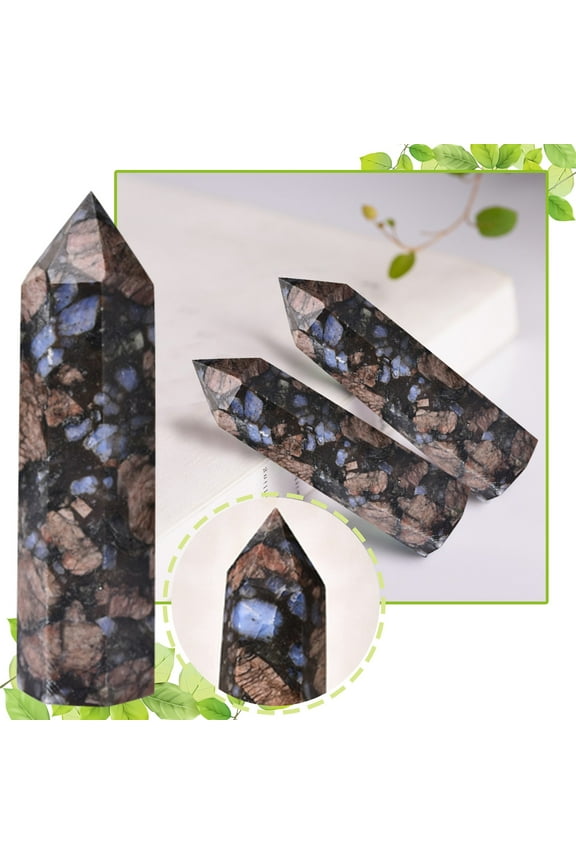 Natural Crystal Hexagonal Pointed Tower | Quartz & Fluorite Gemstone Obelisk for Reiki Healing, Chakra Balancing | Large Faceted Prism Wand Home Decor