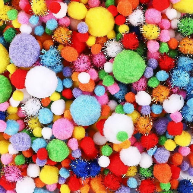 Lssam Pom Poms for Crafts, Soft Fluffy Pom Pom Balls Multicolor Bulk, Assorted Sizes Felt Pompoms Crafting Supplies, 800 PCS Arts and Craft Decorations