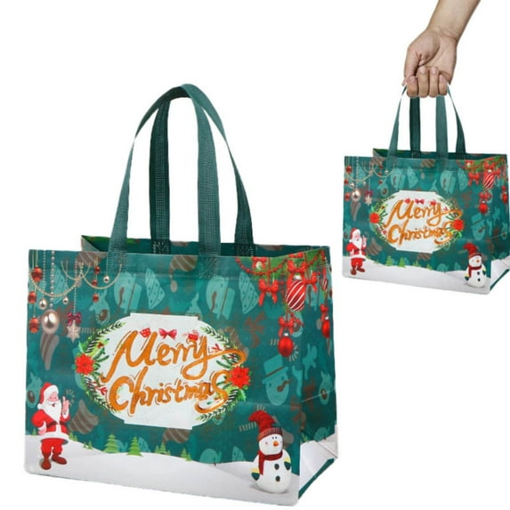Lssam Premium Jumbo Christmas Tote Bags with Sturdy Handles: Eco-Friendly Reusable Holiday Gift Bags for Fast Wrapping, Party Exchange Favors & Festive New Year Decorations