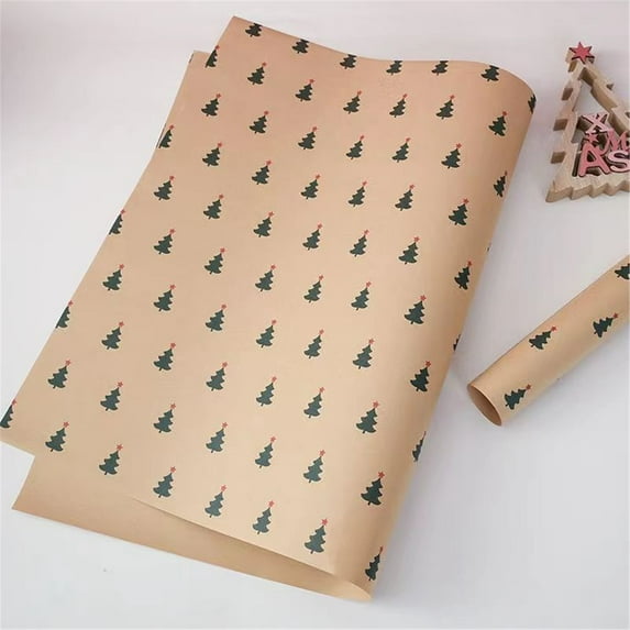 Lssam Premium Recyclable Kraft Christmas Wrapping Paper Roll - Retro Snowman Design, Farmhouse Style Holiday Gift Wrap for Kids, Birthday Party & Festive Decoration