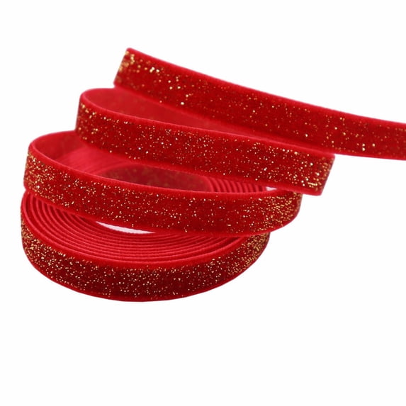 Lssam Premium Red Velvet Ribbon 0.4 Inch Wide with Flexible Wire Edges for Elegant Christmas Tree Decoration Festive Gift Wrapping and DIY Holiday Crafts Wreath Bows 5 Yards