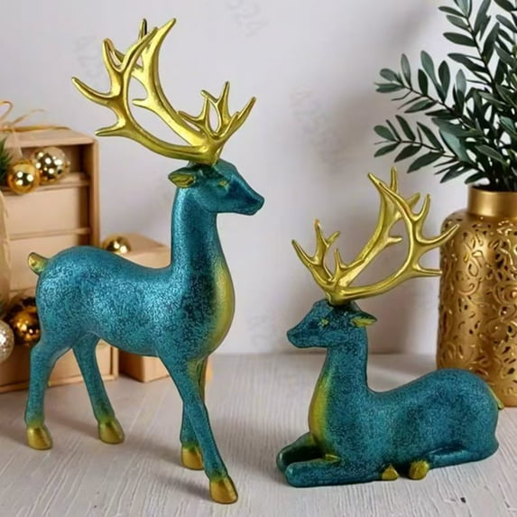 Lssam Reindeer Christmas Decor, Deer Decor, Venados de Navidad - Table Christmas Decorations, Rustic Mini Plastic Figurine - Elegant Christmas Decor for Home Indoor Xmas Holiday Table Decor