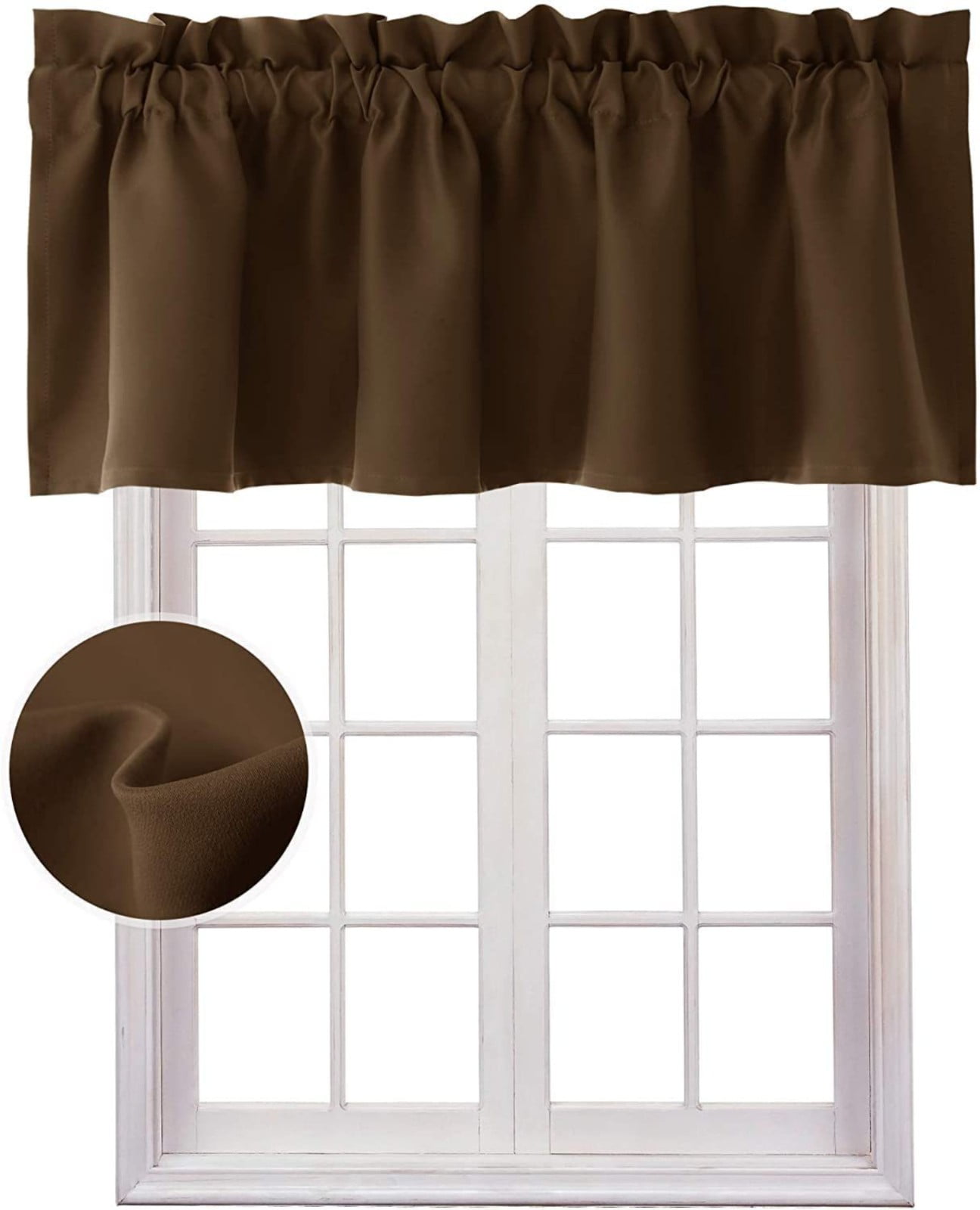 Lssam Rod Pocket Valance Curtains Insulated Living Room Basement Window ...
