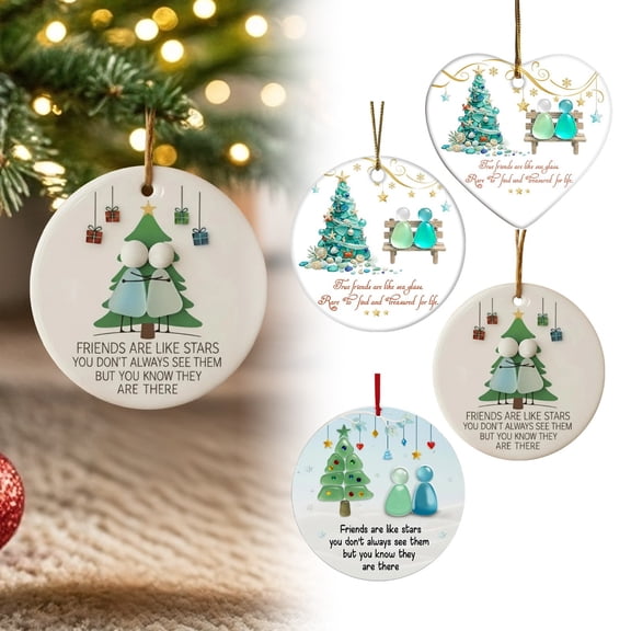 Lssam Sea Glass Friendship Ornaments Gift, Handmade Sea Glass Art Heart Keepsake for Women Friends, Best Friend Christmas Tree Hanging Decor, Joyfulfeel Inspired