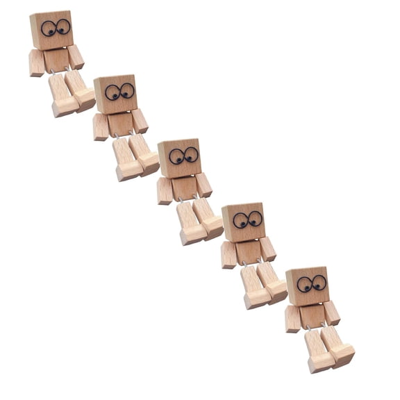 Lssam Shaking Wooden Man Figure - Spring Legs & Magnetic Faces, Ackerman Style Shakey Feet Doll for Car Dashboard and Desktop Decor(5 Pack)