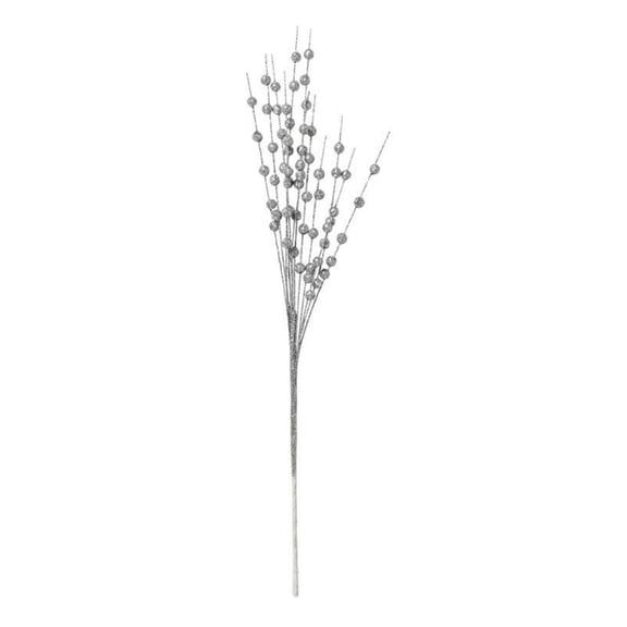 Lssam Silver Christmas Stems, Sparkling Berry Picks for Tree Decoration, Big Glittery Twigs as Festive Accents and Party Centerpieces, 10 Pack, 17 Inch Length
