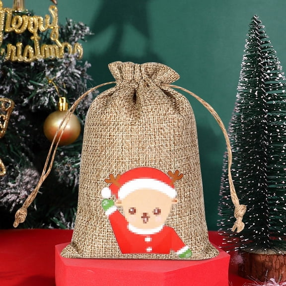 Lssam Small Burlap Gift Bags Christmas, Drawstring Linen Pouches 5x7", Reusable Holiday Treat Sacks for Party Favors, Candy & Stocking Stuffers