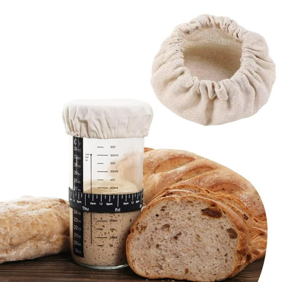 Lssam Sourdough Cover & Jar Covers for Sourdough Starter - Reusable Breathable Linen Fabric Covers for Mason Jars, Wide/Normal Mouth Fermentation Lids & Bread Proofing Bowl Covers