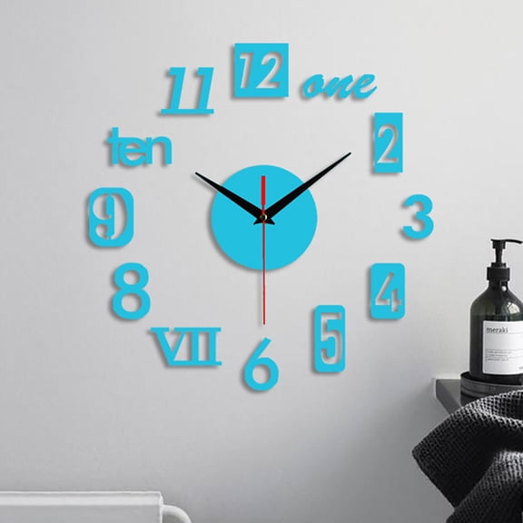 Lssam Wall Clock Modern Large DIY 3D Silent Non-Ticking - Frameless Battery Operated Round Clock for Living Room Decor, Kitchen, Office