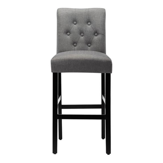 Lsspaid OW-LSS940SG-GRAY Bar Height Full Back Button Tufting Fabric Upholstered Dining Chairs, Grey - Set of 2