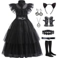 thumbnail image 1 of Lstmmwd Black Dress Up Costume for Girls Birthday Party Halloween Cosplay Outfit with Accessories 3-12Y, 1 of 6