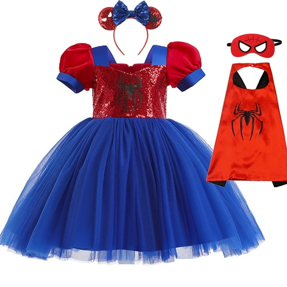 Lstmmwd Girls Sequins Spiderhero Dress Kids Birthday Halloween Party cosplay Costume