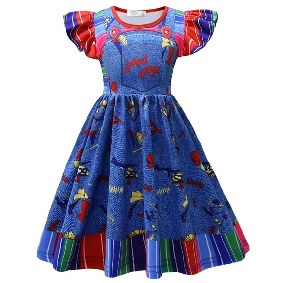 Lstmmwd Kids Halloween Costume Boys Girls Rainbow Stripe Shirt Dress Set