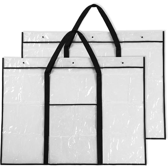 Lsupdaol 1 Pack Large Poster Storage Bag 48" x 36" Bulletin Board Holder Art Portfolio Case PVC Art Portfolio Container Bulletin Board Storage Box with Pocket for Classroom Teacher Organization