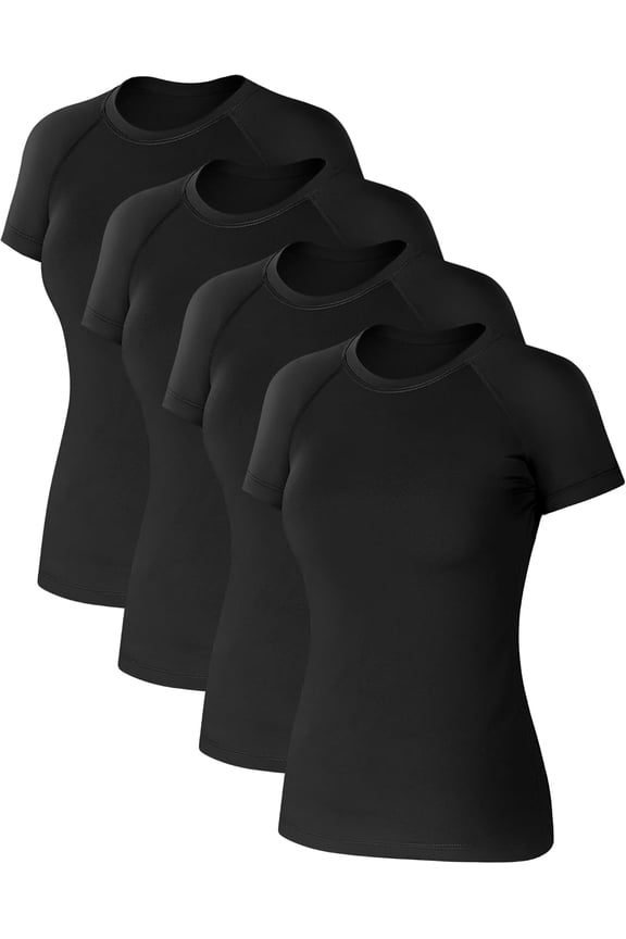 1 Pack Women's Compression Shirts Short Sleeve Workout Tops Running Athletic Yoga T-Shirt for Gym Sports Gear Quick Dry