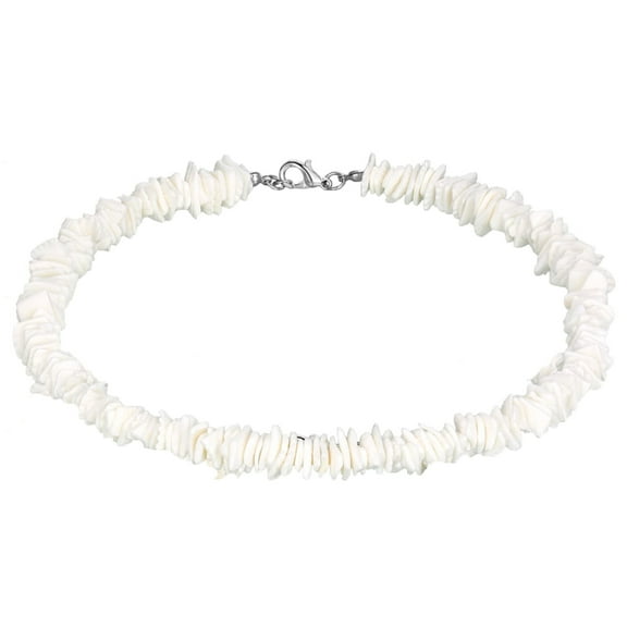 Lsupdaol 1 Packs White Puka Shell Necklace Adjustable Seashell Necklace Summer Beach Surfer Sea Shell Beach Choker Jewelry