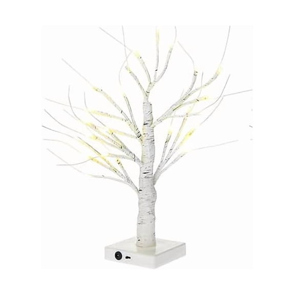 Lsupdaol 1 Pcs Birch Tree with LED Lights Christmas Wedding Decorations Tabletop Lighted White Mini Artificial Branches Battery Powered or USB Twinkling Table Centerpiece Indoor Gift (24 Inch)