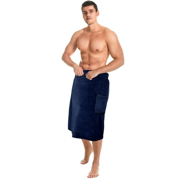 Lsupdaol 1 Pcs Men's Bath Wrap Towel X-Large Shower Adjustable Terry Body Spa Towel with Pocket After Shower Wrap for Men Gift Spa College Bath Dorm Room Gym
