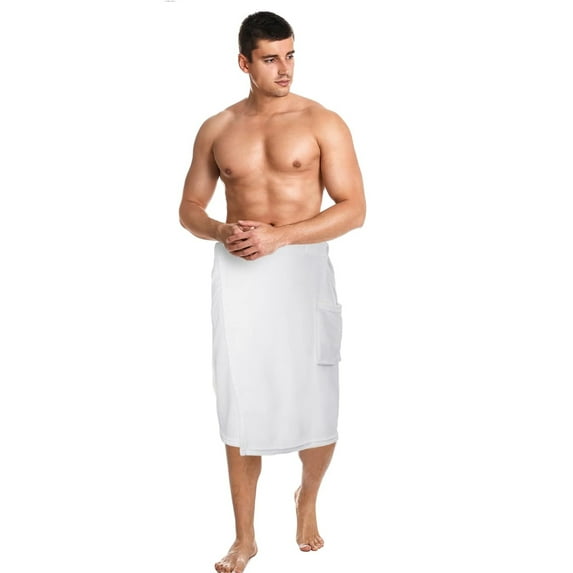 Lsupdaol 1 Pcs Men's Bath Wrap Towel X-Large Shower Adjustable Terry Body Spa Towel with Pocket After Shower Wrap for Men Gift Spa College Bath Dorm Room Gym