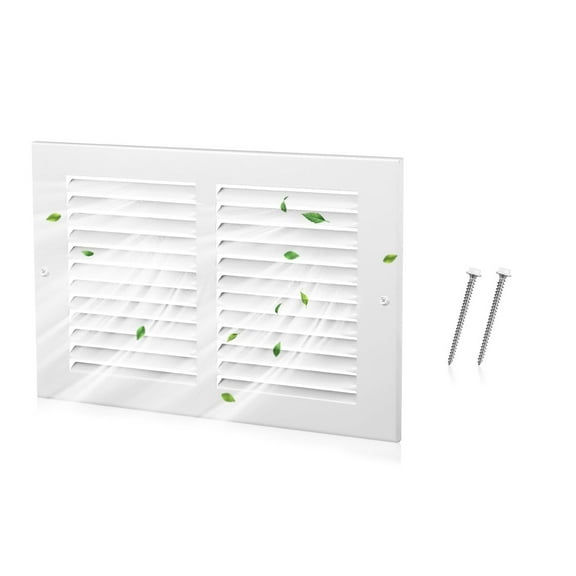 Lsupdaol 1 Pcs Steel Return Air Grilles Vent Covers White HVAC Vent Duct Cover Replacement Wall Register Air Return for Wall Sidewall and Ceiling, Screws Included(10 x 6 Inch)