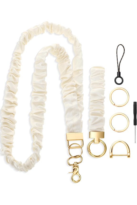 1 Set Scrunchie Lanyard for ID Badges Wrist and Neck Lanyard Set Scrunchie Keychain Wristlet