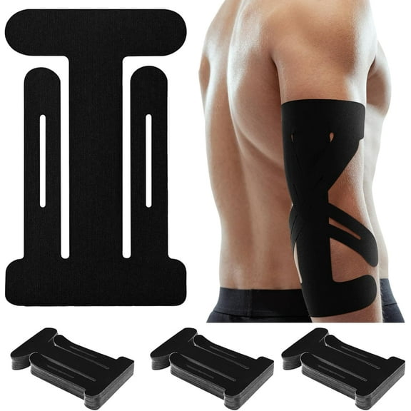 Lsupdaol 10 Count Kinesiology Tape for Elbow Pre Cut Waterproof Elbow Tape Original Cotton Athletic Latex Free Relief Muscle Support Pain for Sports and Long Lasting Support(Black)