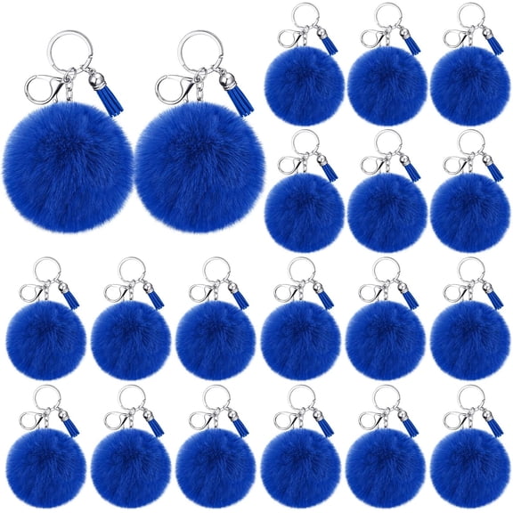 Lsupdaol 10 Pcs Cheer Team Gifts Faux Pom Pom Keychain Gifts Bulk with Tassel for Cheer Team Sport Accessory